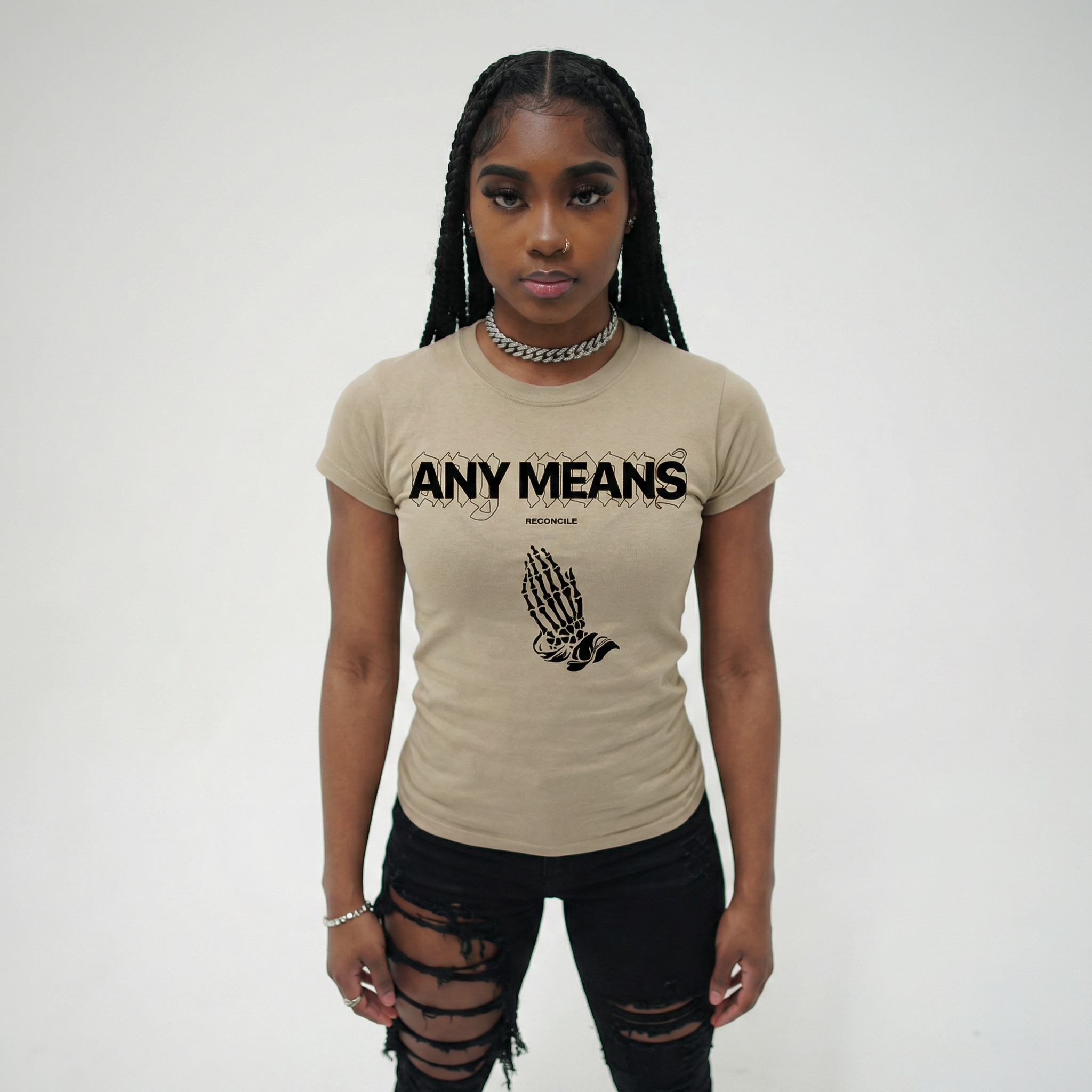 ANY MEANS - Sand Tee
